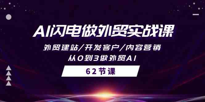 AI闪电做外贸实战课，外贸建站/开发客户/内容营销/从0到3做外贸AI（61节）-唐人网创