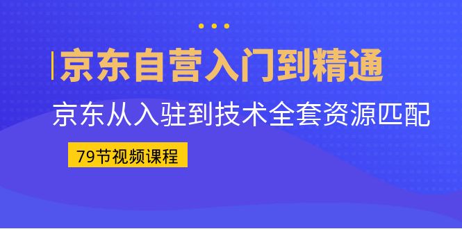 京东自营入门到精通：京东从入驻到技术全套资源匹配（79节课）-唐人网创