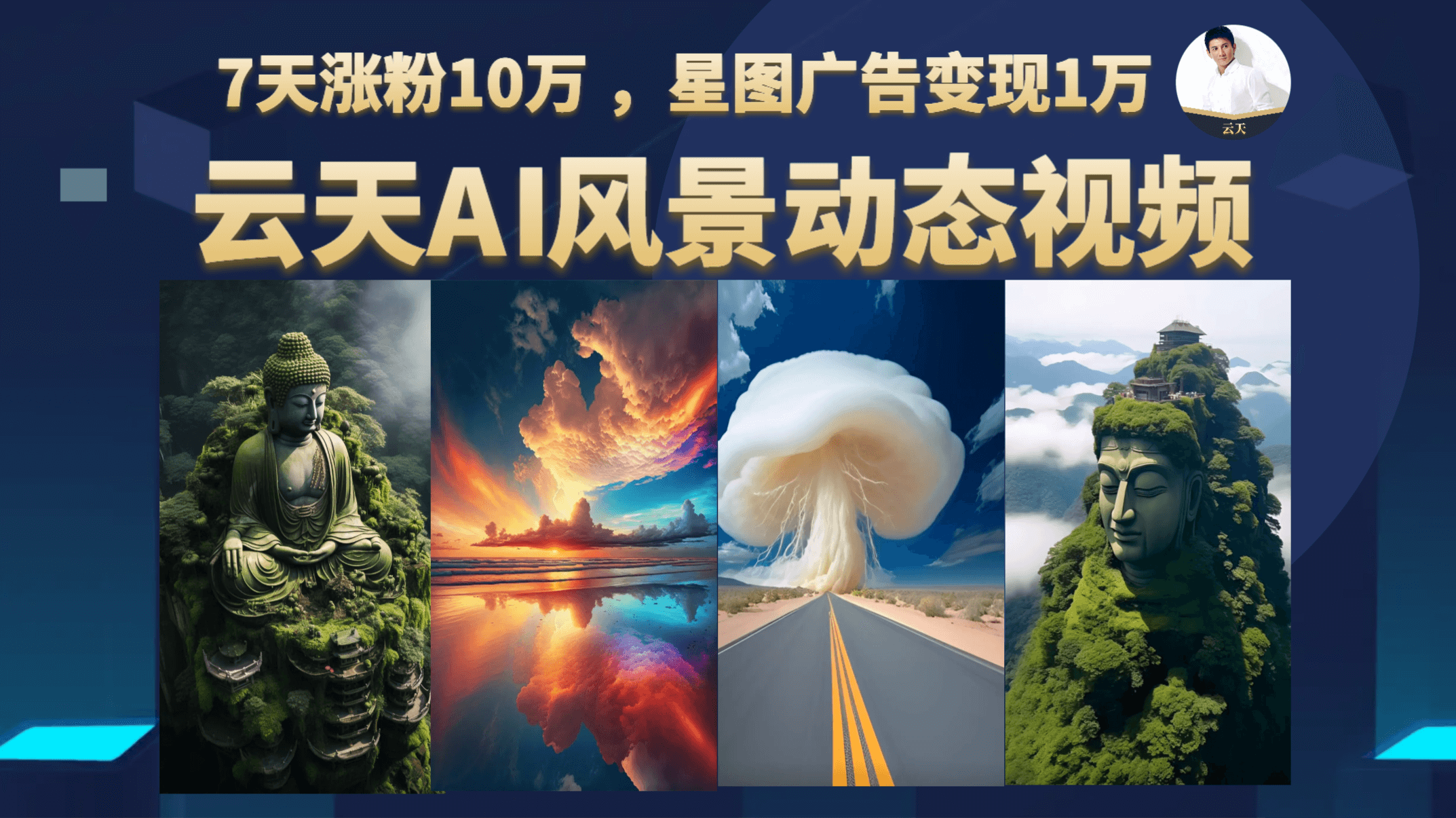 云天AI风景动图视频制作，7天涨粉10万 ，星图广告变现1万-唐人网创