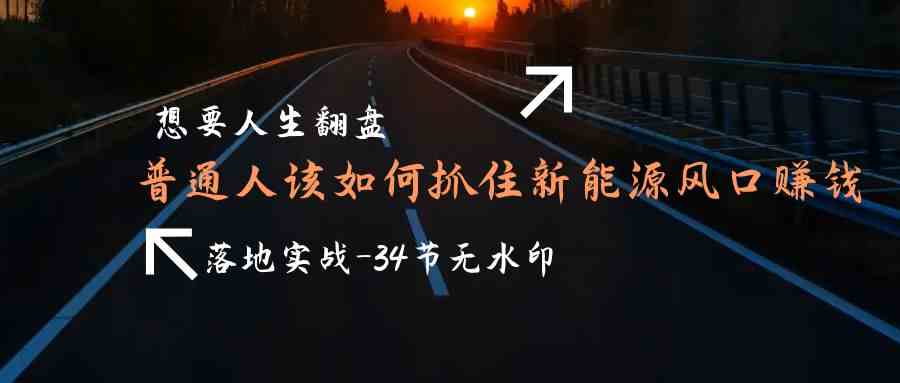 想要人生翻盘，普通人如何抓住新能源风口赚钱，落地实战案例课-唐人网创