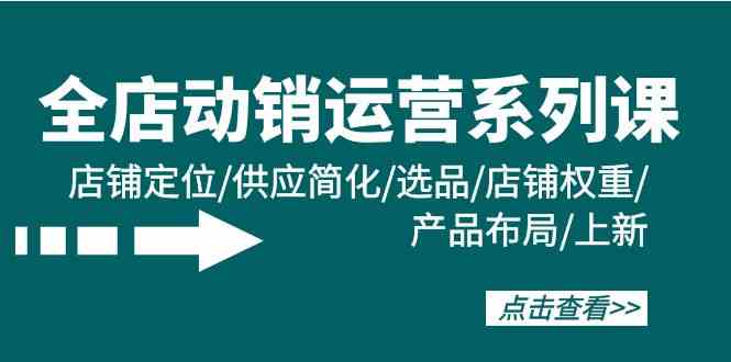 全店动销运营系列课：店铺定位/供应简化/选品/店铺权重/产品布局/上新-唐人网创