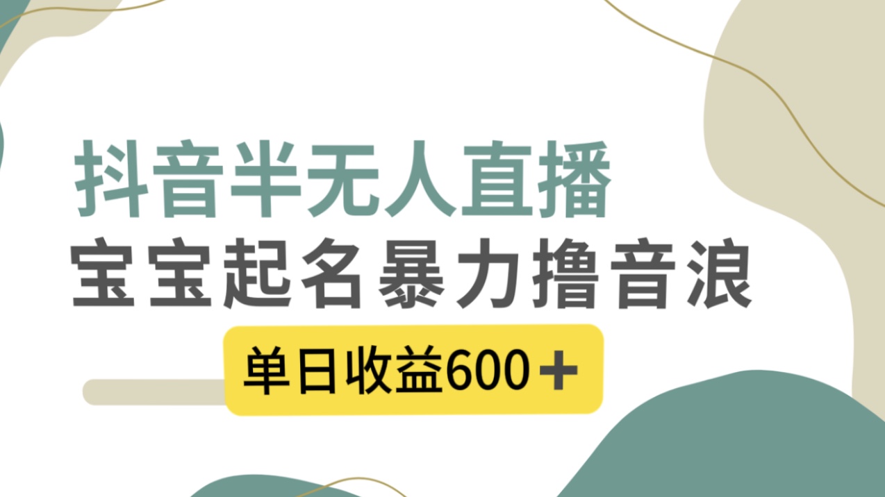 抖音半无人直播，宝宝起名，暴力撸音浪，单日收益600+-唐人网创