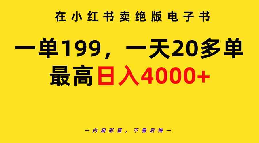 （9401期）在小红书卖绝版电子书，一单199 一天最多搞20多单，最高日入4000+教程+资料-唐人网创