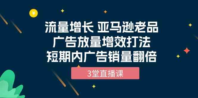 流量增长 亚马逊老品广告放量增效打法，短期内广告销量翻倍（3堂直播课）-唐人网创