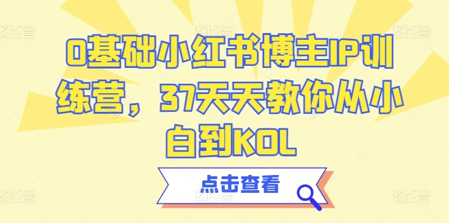 0基础小红书博主IP训练营，37天天教你从小白到KOL-唐人网创