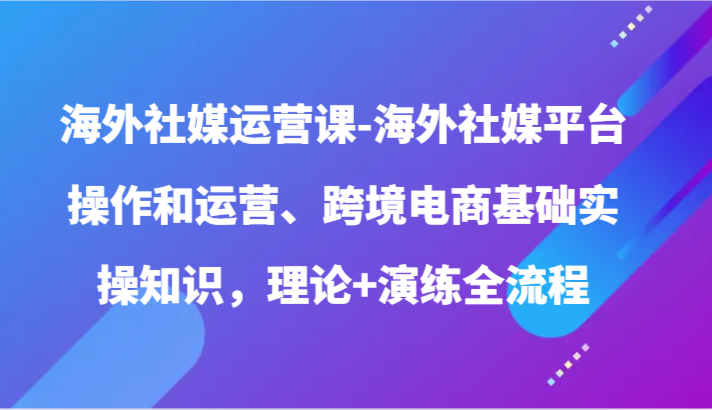 海外社媒运营课-海外社媒平台操作和运营、跨境电商基础实操知识，理论+演练全流程-唐人网创