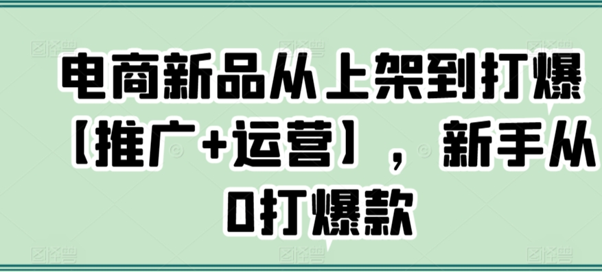 电商新品从上架到打爆【推广+运营】，新手从0打爆款-唐人网创