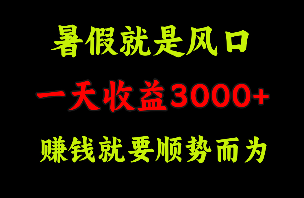 一天收益3000+ 赚钱就是顺势而为，暑假就是风口-唐人网创