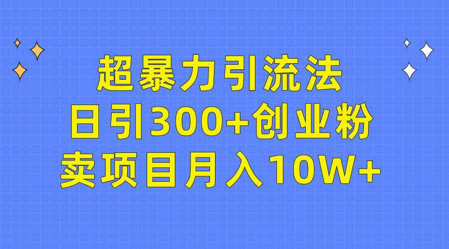 （9954期）超暴力引流法，日引300+创业粉，卖项目月入10W+-唐人网创