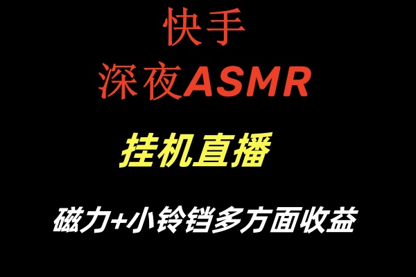 快手深夜ASMR挂机直播磁力+小铃铛多方面收益-唐人网创